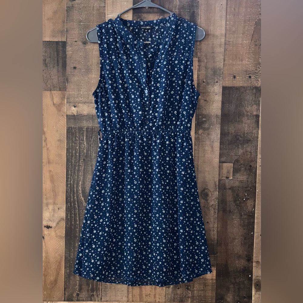 Woman’s Sz M Papermoon Navy Blue Sleeveless Dotted Dress New